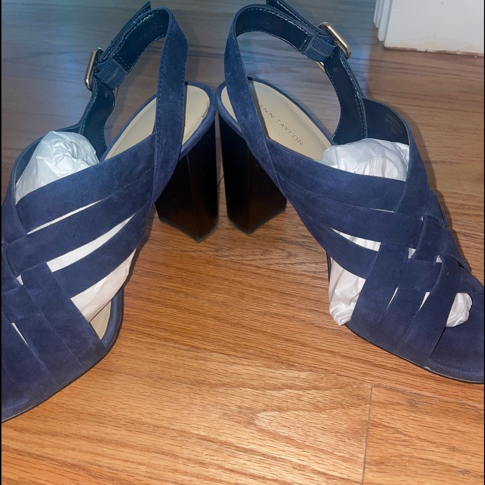 Ann Taylor Suede Blue Heels - Picture 3 of 6